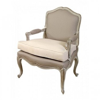 Fauteuil Louis XV Gourdin - mouluré avec coussin